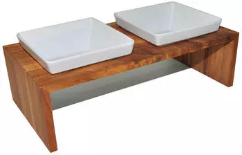 Replus Futterstation Meshidai Doppelnapf Teak M (22597)
