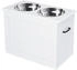 Pawhut Fressnapf mit Stauraum 2 Edelstahlnäpfe Futterstation Weiß 60x30x41cm (D08-021WT)