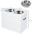 Pawhut Fressnapf mit Stauraum 2 Edelstahlnäpfe Futterstation Weiß 60x30x41cm (D08-021WT)