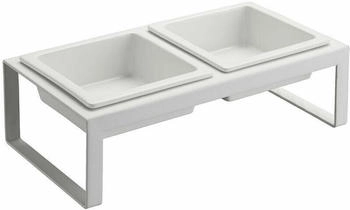 YAMAZAKI Tower Double Pet Food Bowl tall 2 x 300 ml white (4744)