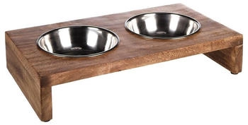 Flamingo Futter- und Trinknapf Duo Dinner silber/braun für