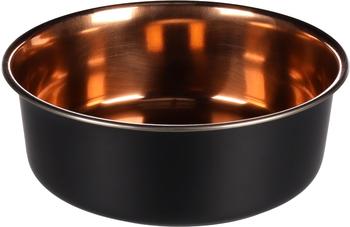 Flamingo Fress- & Trinknapf Ezra - Rund Schwarz/Kupfer 1,8 L | Stilvoller & Rutschfester Napf für Hunde & Katzen!