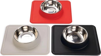 Beeztees Karlie Dex Silikonnapfständer schwarz ca. 26 x 23 x 4,5 cm mit Edelstahlnapf 350 ml