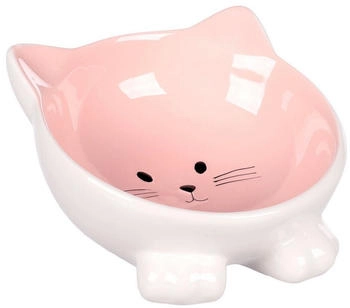 Flamingo Katzennapf Keramik - 125 ml Ø13,8 cm - Spülmaschinenfestes Design für Katzen in Rosa - Katzennapf Puzi Rosa