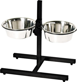 Nobby Diner Bar verstellbar f&uuml;r Hund 2 x 21 cm 1,80 ltr. Schwarz Edelstahl H&ouml;henverstellbar Mittlere & Kleine Rassen