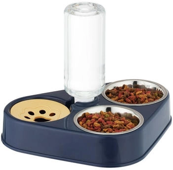 Relaxdays Double Bowl with Water Dispenser 500ml Bottle,