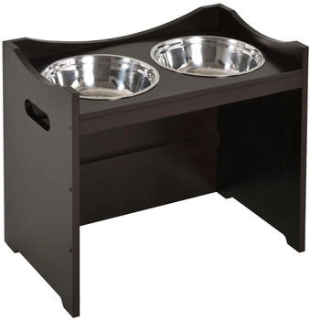Pawhut Futterstation Edelstahlnapf MDF Dunkelbraun 54x31,5x47cm (D08-020)