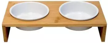 Nobby Hunde Futterbar Holz erhöht ILUS M 38 x 19 x 9 cm 2 Näpfe Ø15x6 cm 2x500 ml