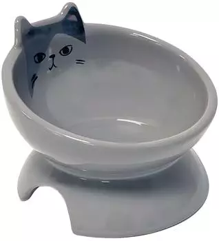 Nobby Katzen Keramiknapf erh&ouml;ht KATO grau &Oslash; 13,5 x 9 cm 250 ml