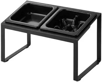 YAMAZAKI NOOKS Doppelnapf-Set Anti-Schling, schwarz, 180ml (10242)