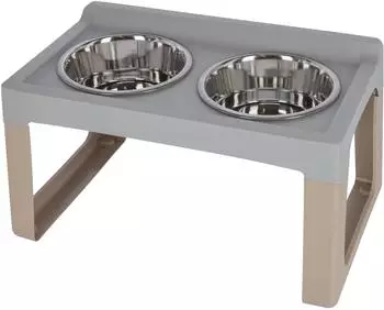 Kerbl Futterbar Lifter Edelstahlnäpfe grau/taupe 2x2000ml (86252)