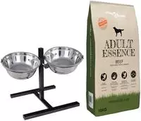 vidaXL Futterst&auml;nder und Sch&uuml;ssel mit Hundefutter Silber und Schwarz