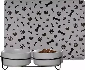 Ritzenhoff & Breker Taro Hunde-Napfset 2er Set mit Unterlage, grau, &oslash;17cm (37710605-0)