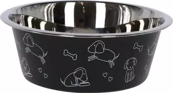 Kerbl Edelstahlnapf f&uuml;r Hunde und Katzen, schwarz, 1800ml (80554)