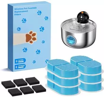 LuxusKollektion Trinkbrunnen-Filter für Katzen, 12er-Set (6 Kohlefilter + 6 Schaumfilter)