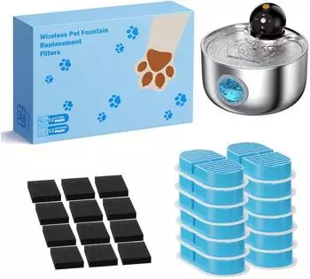 LuxusKollektion Katzenbrunnen-Filter 24er Set (12 Aktivkohle + 12 Schwamm, 6 Monate)