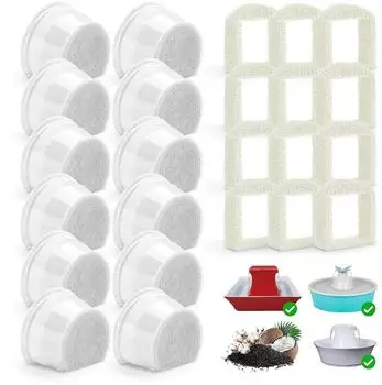 LuxusKollektion Ersatzfilter Katzenbrunnen 24-teilig, Aktivkohle & Schaumfilter, 4-Schicht-System