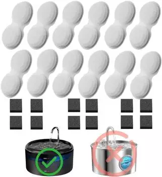 LuxusKollektion Ersatzfilter Trinkbrunnen 2,4L H6, 12 Aktivkohlefilter + 12 Schaumstofffilter, 6-Monats-Paket