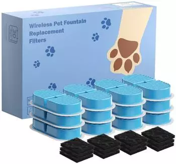 LuxusKollektion Katzenbrunnen Filter-Set 12 Aktivkohlefilter + 12 Schaumstofffilter, 3,2L