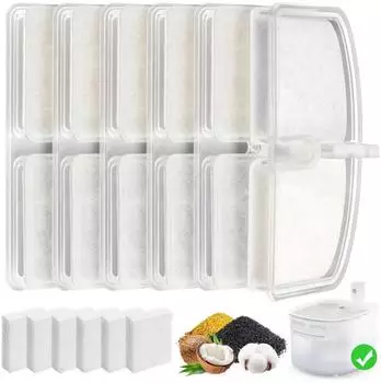 LuxusKollektion Trinkbrunnen Filter Set Katze, 12-teilig (6x Aktivkohle, 6x Schaumstoff)