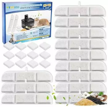 LuxusKollektion Katzenbrunnen Ersatzfilter-Set 12er Pack, Aktivkohle & Ionenaustauschharz, 2,5L