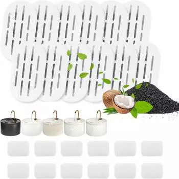 LuxusKollektion Katzenbrunnen Ersatzfilter Set 12 Aktivkohle- & 12 Schaumfilter, 10-Loch-Design