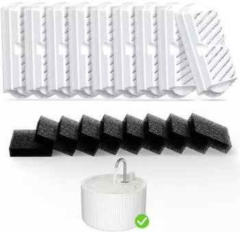 LuxusKollektion Katzenbrunnen-Ersatzfilter 9 Aktivkohlefilter + 9 Vorfilterschwämme, 2,2L Keramikbrunnen