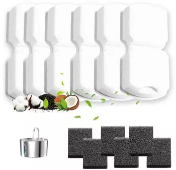 LuxusKollektion Katzentrinkbrunnen Ersatzfilter-Set, 6 Kohlefilter + 6 Schwammfilter (12 Stück)