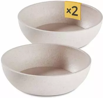 PiuPet Hundenapf-Set 2x1L aus Bambus, grau, spülmaschinenfest (848 2BB)
