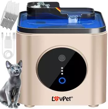 Lovpet Katzenbrunnen 3,5L mit Bewegungssensor, Doppel-Filtersystem