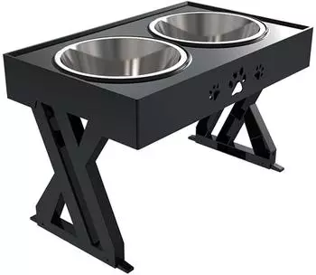 Petsation Erh&ouml;hter Hundenapf aus Edelstahl, schwarz