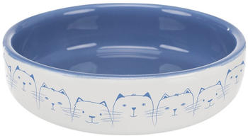 Trixie Keramiknapf flach f&uuml;r Katzen 0,3l 15cm blau/wei&szlig;