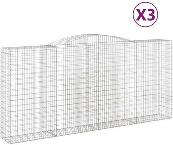 vidaXL Gabionen mit Hochbogen 3 Stk. 400x50x180/200cm Verzinktes Eisen (3147049)