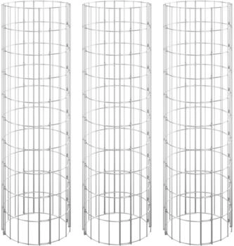 vidaXL Gabionen-Hochbeete 3 Stk. Rund Verzinkter Stahl Ø30x100 cm (152020)