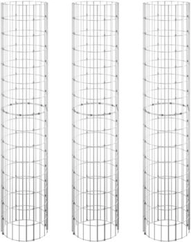vidaXL Gabionen-Hochbeete 3 Stk. Rund Verzinkter Stahl Ø30x150 cm (152021)