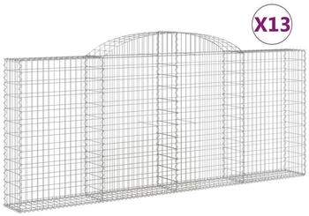 vidaXL Gabionen mit Hochbogen 13 Stk 300x30x120/140cm Verzinktes Eisen (3146550)