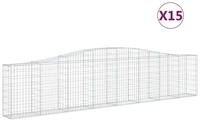 vidaXL Gabionen mit Hochbogen 15 Stk. 400x30x80/100cm Verzinktes Eisen