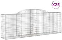 vidaXL Gabionen mit Hochbogen 25 Stk 300x50x100/120cm Verzinktes Eisen