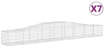 vidaXL Gabionen mit Hochbogen 7 Stk. 400x50x40/60cm Verzinktes Eisen (3145922)