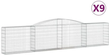 vidaXL Gabionen mit Hochbogen 9 Stk. 400x30x80/100cm Verzinktes Eisen (3146860)
