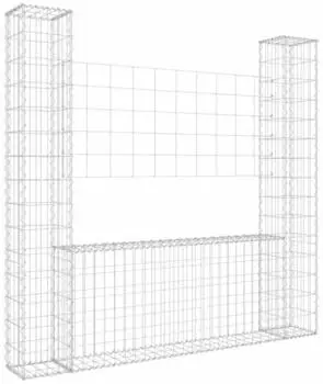 vidaXL Gabionenkorb U-Form mit 2 S&auml;ulen Eisen 140x20x150cm (151282)