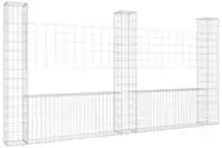 vidaXL Gabionenkorb U-Form mit 3 S&auml;ulen Eisen 260x20x150 cm