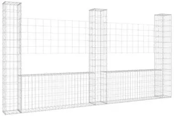 vidaXL Gabionenkorb U-Form 3 S&auml;ulen Eisen 260x20x150cm