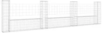 vidaXL Gabionenkorb U-Form 4 S&auml;ulen Eisen 380x20x100cm (151277)