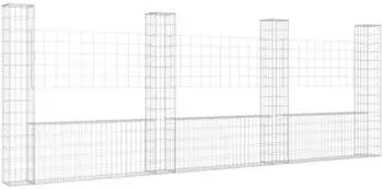 vidaXL Gabionenkorb U-Form 4 S&auml;ulen Eisen 380x20x150cm (151284)