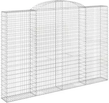 vidaXL Gabionen mit Hochbogen 3 Stk. 300x30x200/220cm Verzinktes Eisen (3146612)