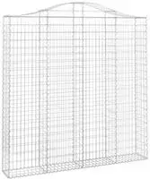 vidaXL Gabione mit Hochbogen 200x30x200/220 cm Verzinktes Eisen