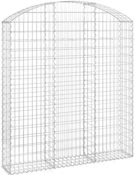 vidaXL Gabione mit Hochbogen, verzinktes Eisen, 150x30x160/180cm