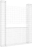 vidaXL Gabionenkorb U-Form mit 2 S&auml;ulen Eisen 140x20x200 cm