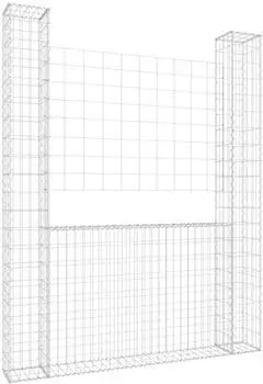 vidaXL Gabionenkorb U-Form mit 2 S&auml;ulen Eisen 140x20x200cm (151289)